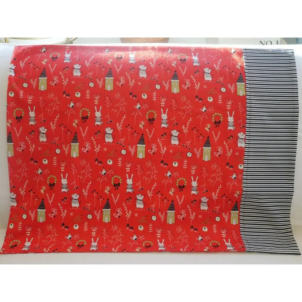 Christmas Critters Pillowcases: Red Cotton Standard Size Pillow Covers